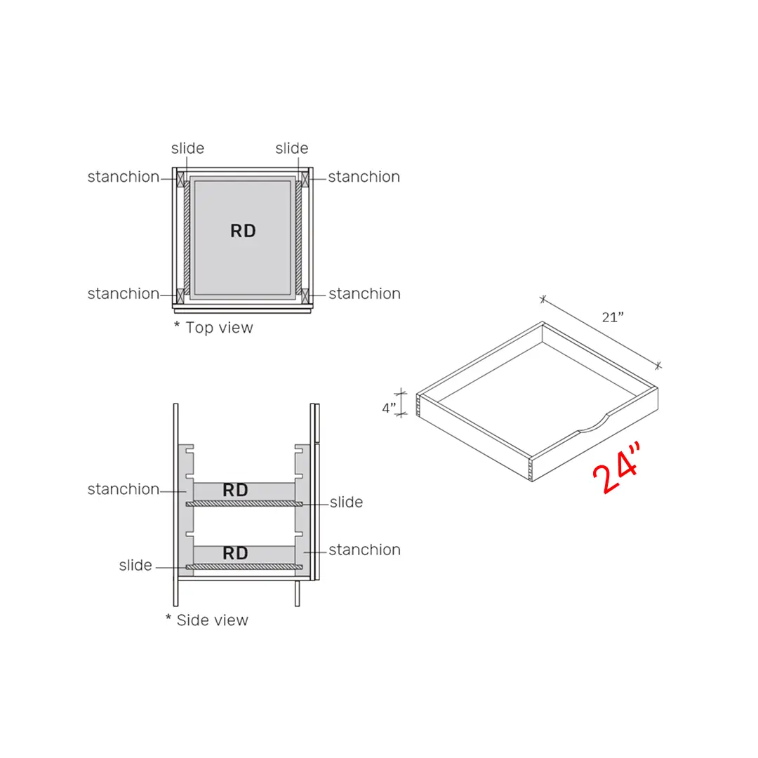 Bevel Blue 24" Roll Out Tray