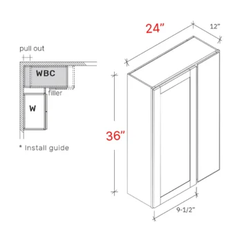 Bevel Blue 24"w X 36"h Blind Corner Cabinet