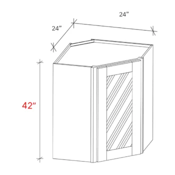 Bevel Blue 24"w X 42"h Clear Glass Door Diagonal Corner Wall Cabinet (Matching Interior)