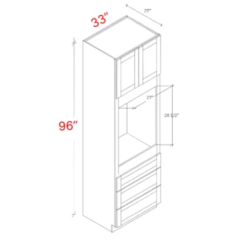 Bevel Blue 33"w X 96"h X 27"d Oven Cabinet (Opening = 27"w X 28 1/2"h)