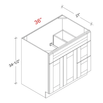 Bevel Blue 36"w Vanity Combo Sink (Drawers Right)