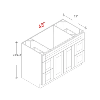Bevel Blue 48"w Vanity Combo Sink (Drawers Left & Right)