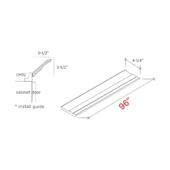 Bevel Blue 96"w Traditional Crown Molding - 3 1/2" Finished Height