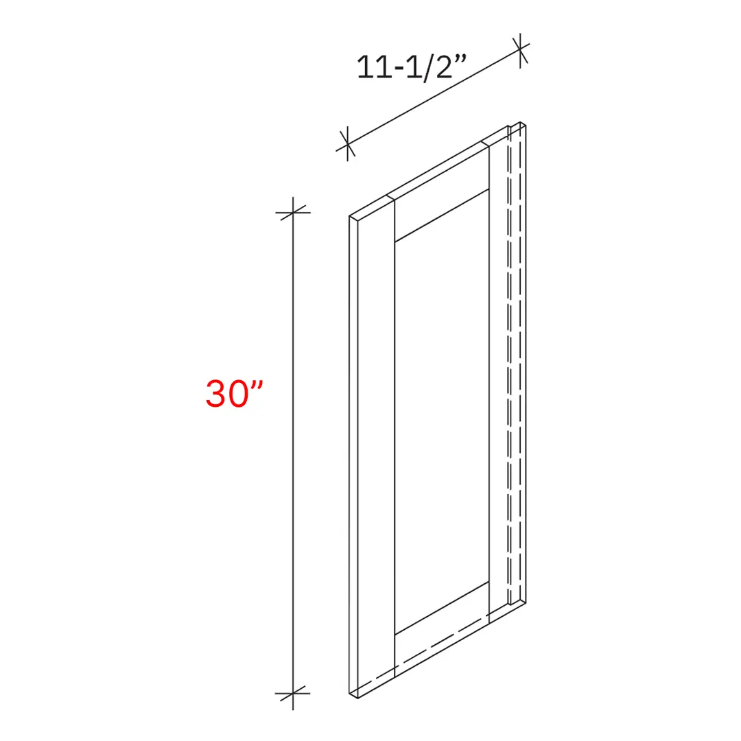 Bevel Blue Deco Door - 30"h Wall Cabinet