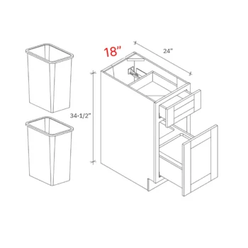 Bevel Green 18" Base Cabinet (Included Two 35 QT Trash Inserts)