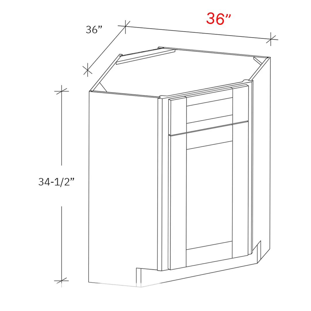 Bevel Green 36"w Diagonal Corner Sink Base