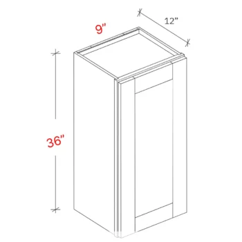 Bevel White 09"w X 36"h Wall Cabinet