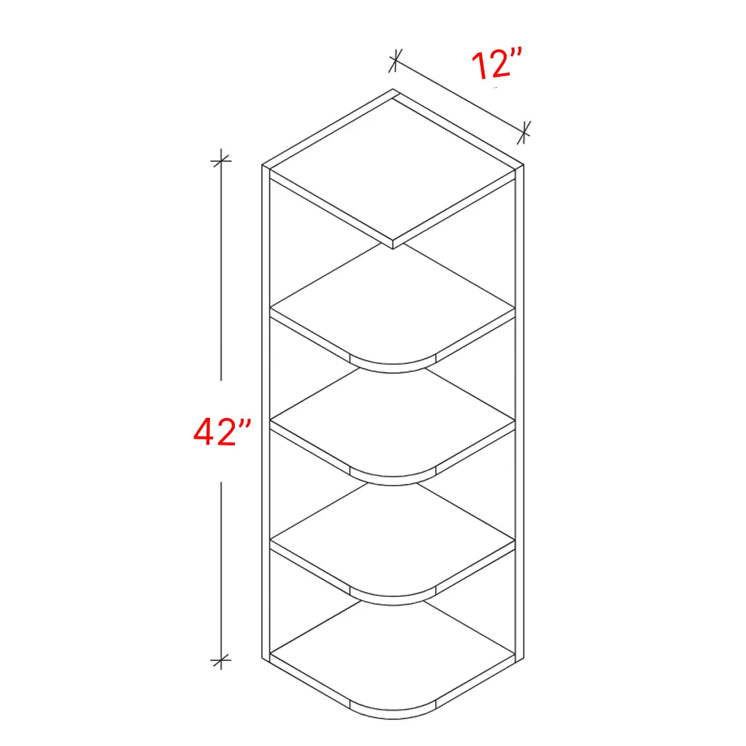 Bevel White 12" X 42" Wall Open End Cabinet