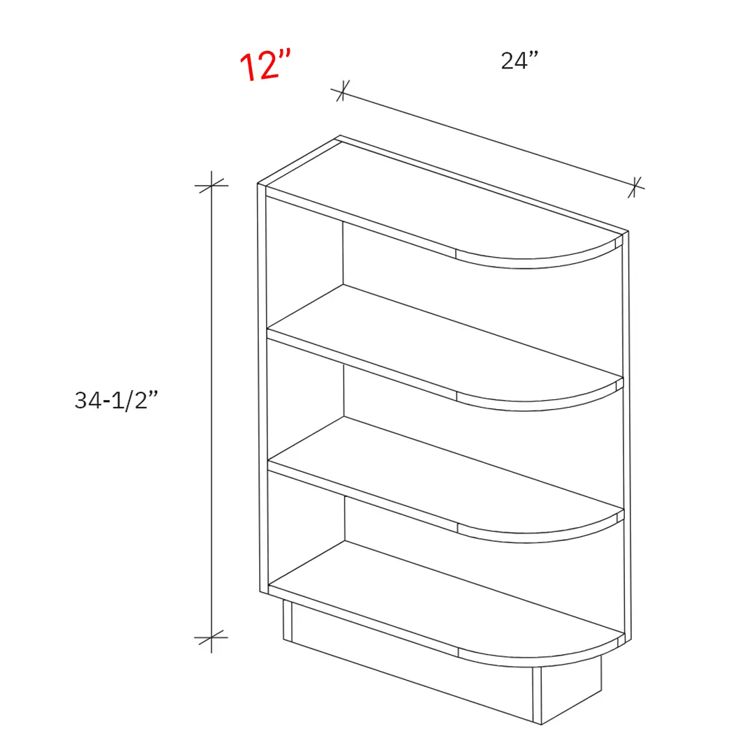 Bevel White 12"w Base Open Shelf End Cabinet