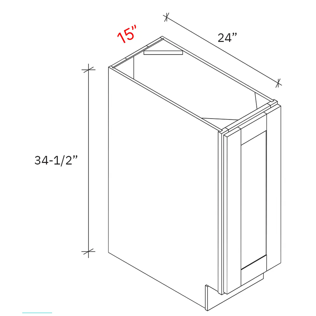 Bevel White 15"w Base Cabinet - Full Height
