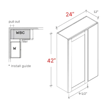 Bevel White 24"w X 42"h Blind Corner Cabinet