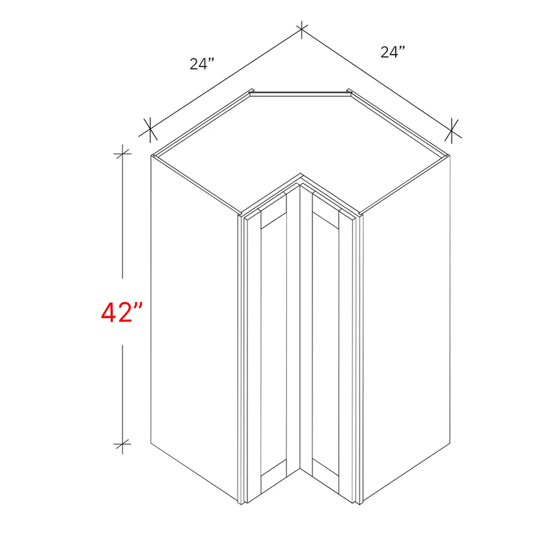 Bevel White 24"w X 42"h Pie Cut EZ Reach Corner