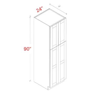 Bevel White 24_w X 90_h X 27_d Pantry Cabinet (No Roll Trays Included)