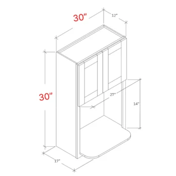 Bevel White 30" X 30" Wall Microwave Cabinet (w/ Shelf))