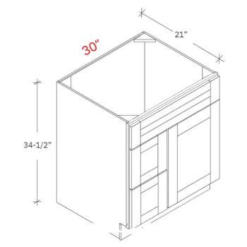 Bevel White 30_w Vanity Combo Sink (Drawers Left)