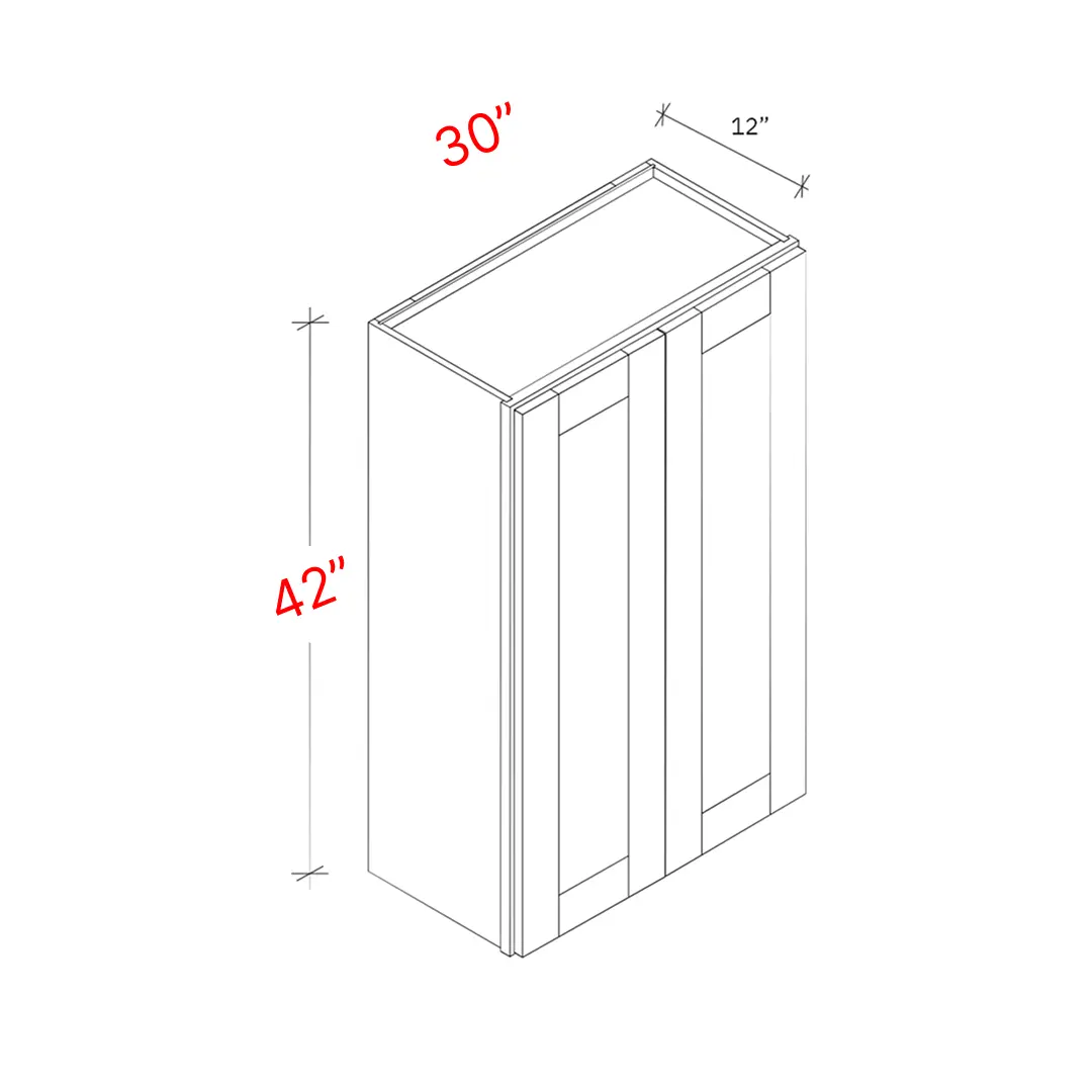 Bevel White 30"w X 42"h Wall Cabinet