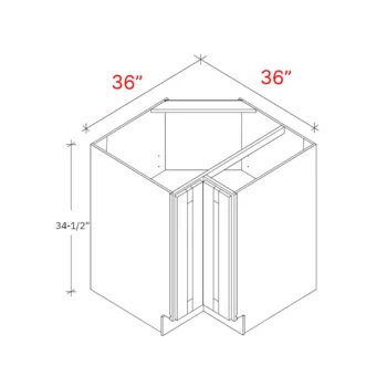 Bevel White 36"w EZ Reach Base Corner Cabinet (Lazy Susan Trays - Not Included)