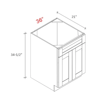 Bevel White 36_w Vanity Sink Base