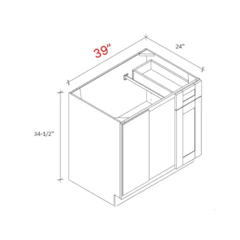 Bevel White 39"w Blind Base Corner - Fills 42-45" Space (3" Min - 6" Max Pull)