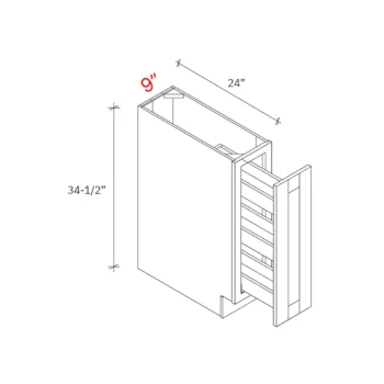 Bevel White 9" Spice Cabinet Pullout - Full Height