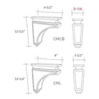 Bevel White Corbel - 5 1/4"w X 12 1/2"h X 4 1/2"d
