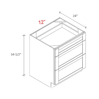 Shaker Driftwood 12w Drawer Pack Base Cabinet w3 Drawers
