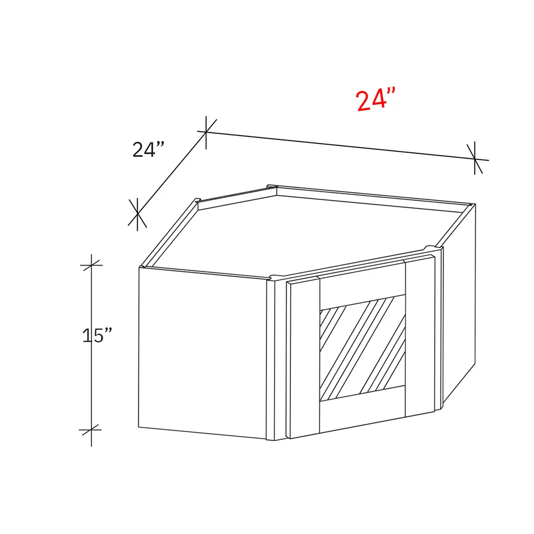 Shaker Driftwood 24_w X 15_h Clear Glass Door Corner Diagonal Stacker Cabinet (Matching Interior) (1)