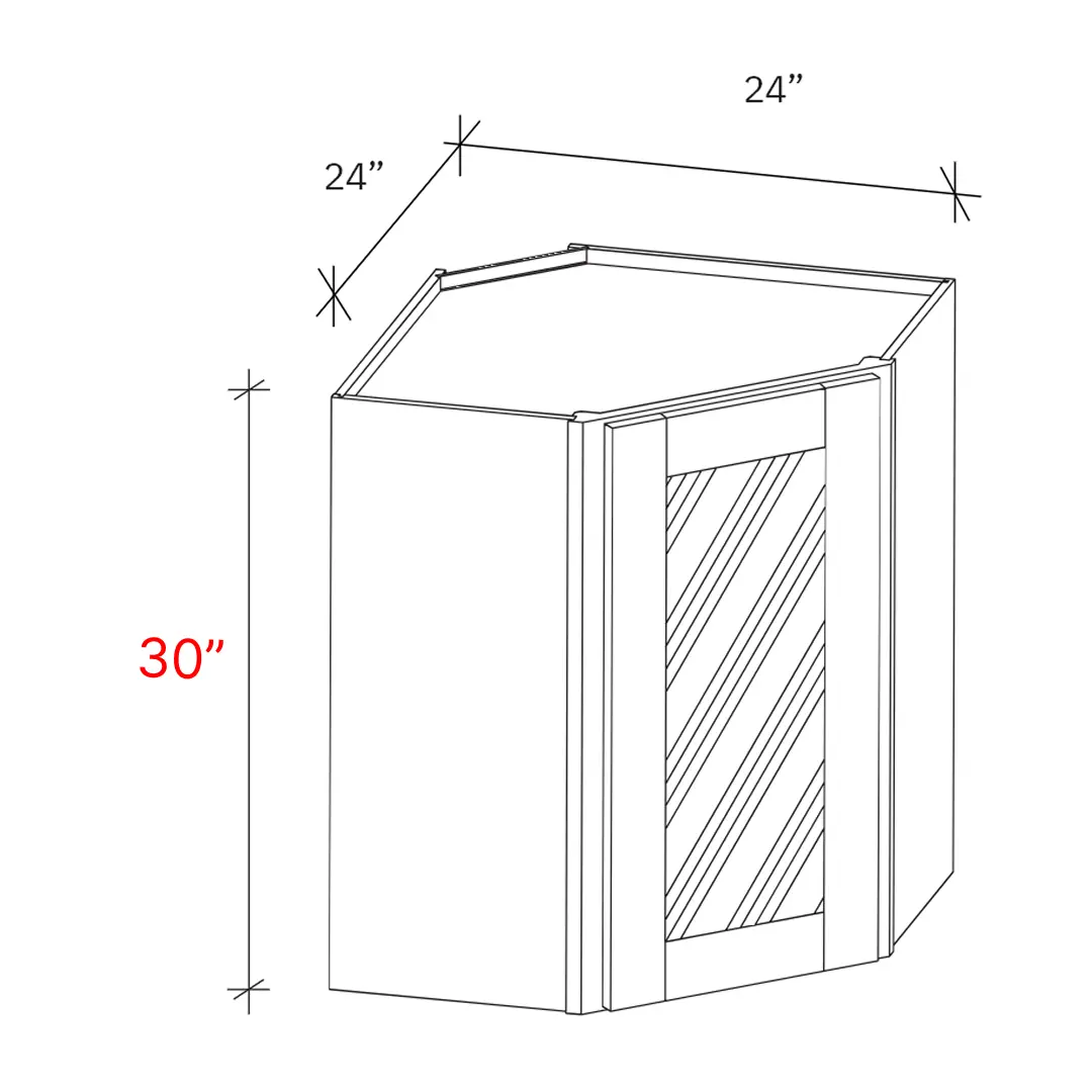 Shaker Driftwood 24_w X 30_h Clear Glass Door Diagonal Corner Wall Cabinet (Matching Interior)