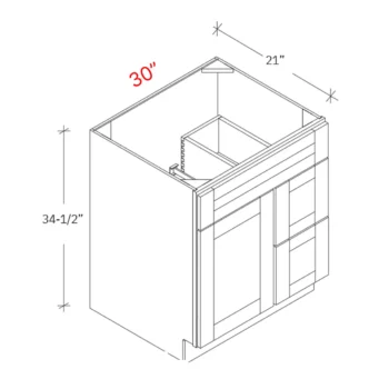 Shaker Driftwood 30_w Vanity Combo Sink (Drawers Right)