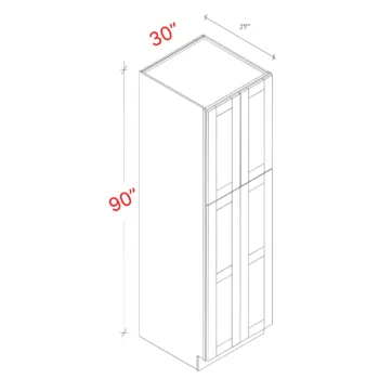 Shaker Driftwood 30_w X 90_h X 27_d Pantry Cabinet (No Roll Trays Included)