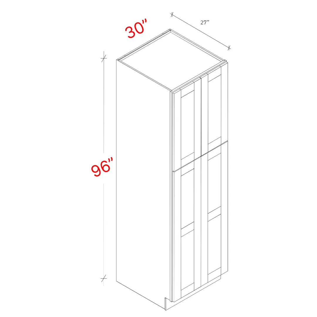 Shaker Driftwood 30_w X 96_h X 27_d Pantry Cabinet (No Roll Trays Included)