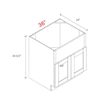Shaker Driftwood 36_w Farm Sink Base Cabinet (Apron Front - Installer to Modify Cutout)
