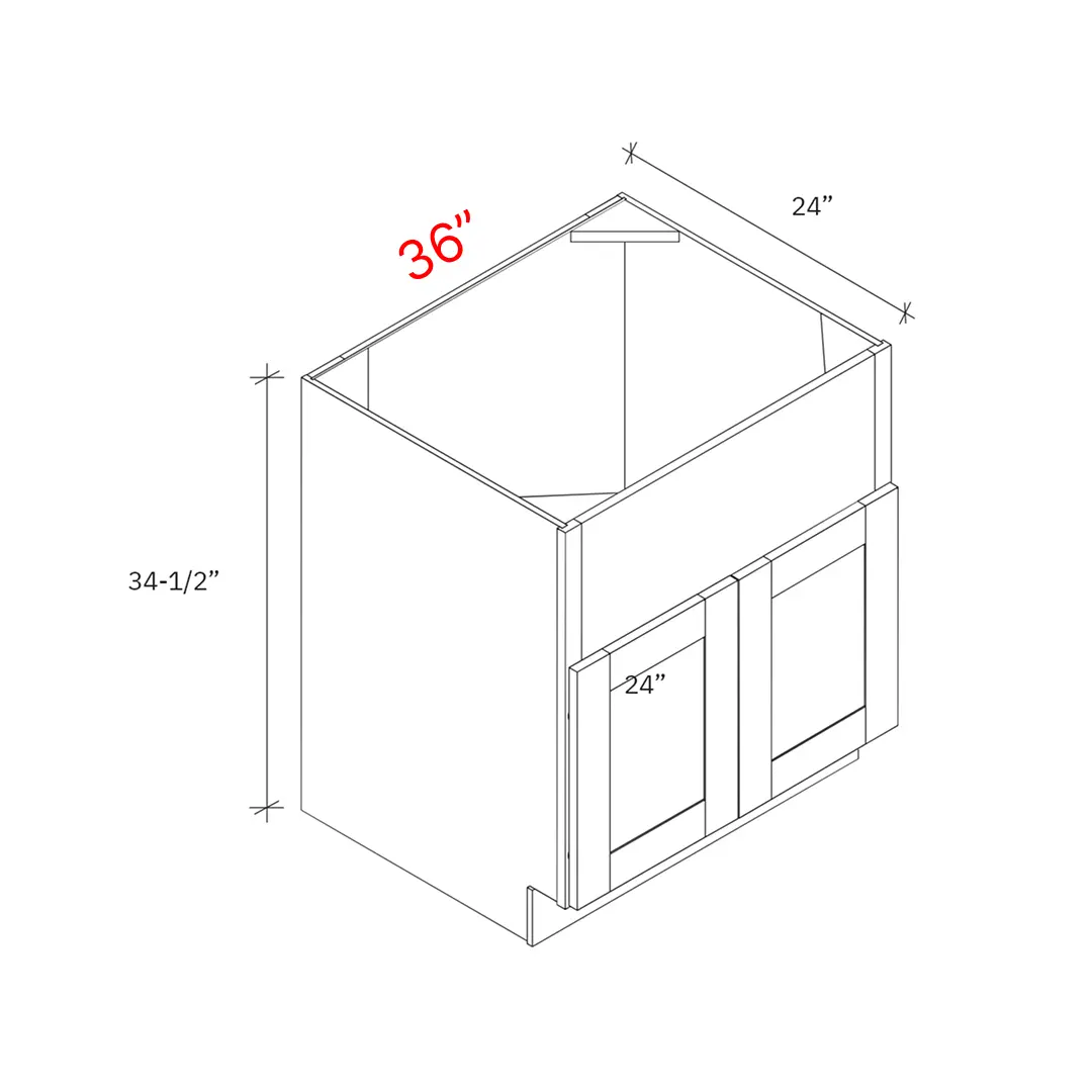 Shaker Driftwood 36_w Farm Sink Base Cabinet (Apron Front - Installer to Modify Cutout)