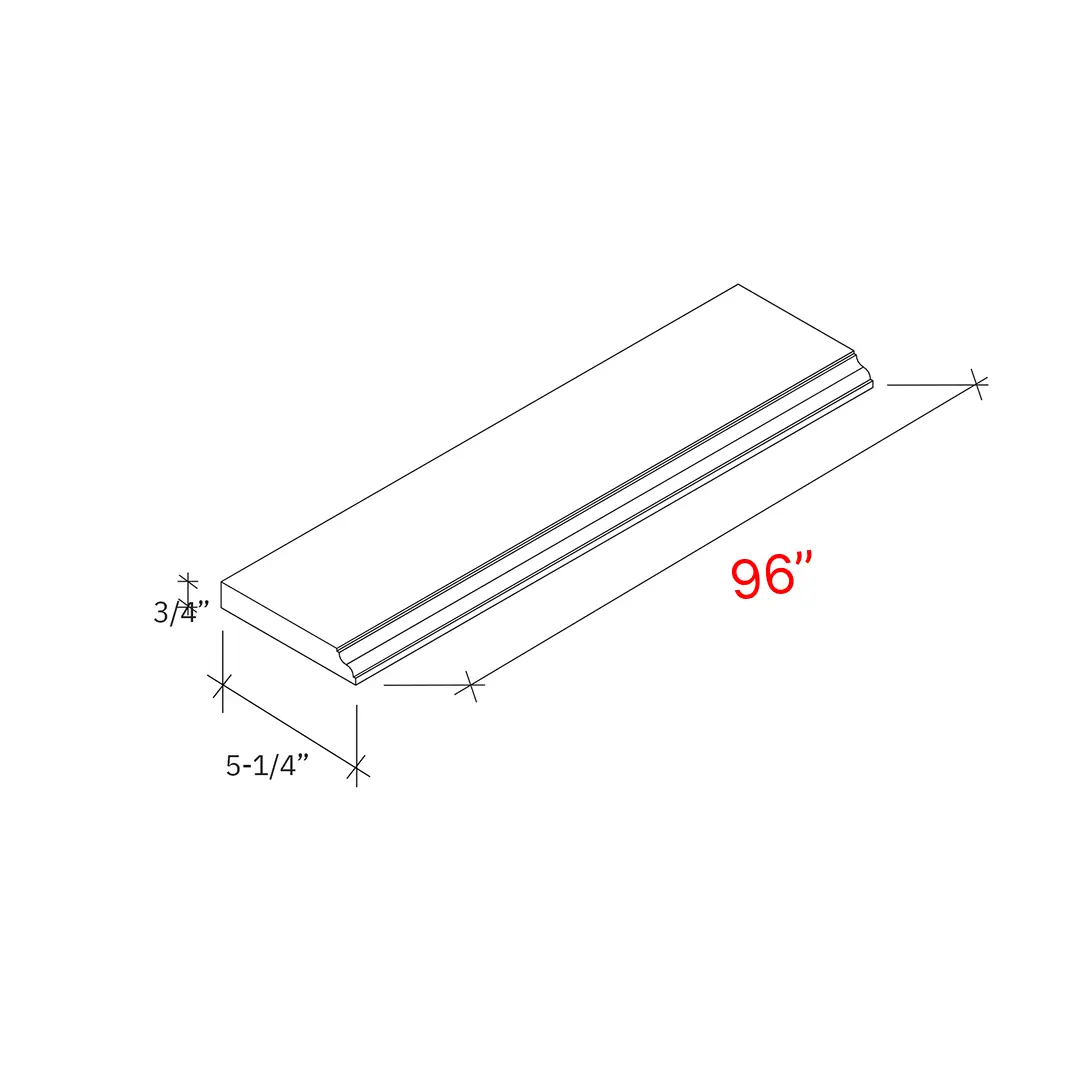 Shaker Driftwood 96w Base Board Molding - 5 1 4h