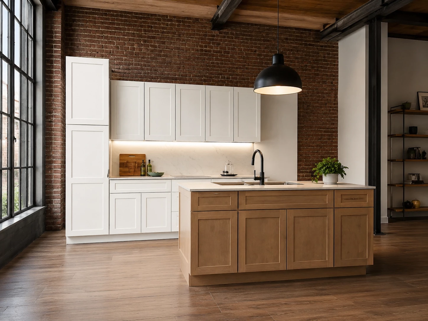 Two-tone kitchen cabinet set installed in Cleveland, Ohio