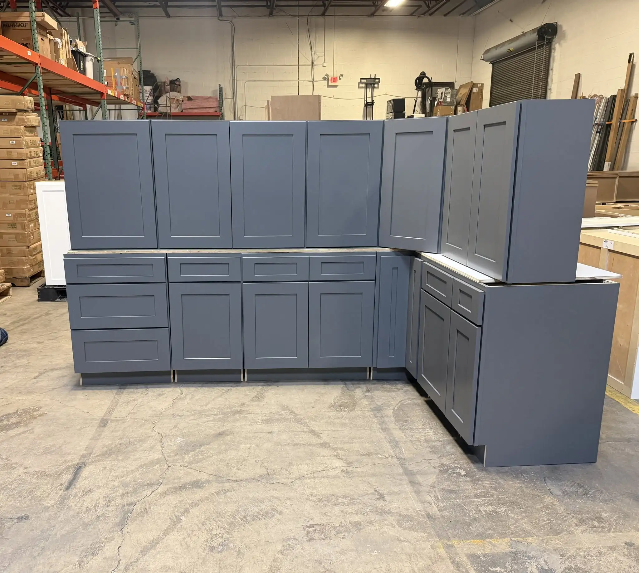 Bevel Blue kitchen cabinets for Lakewood Ohio homes