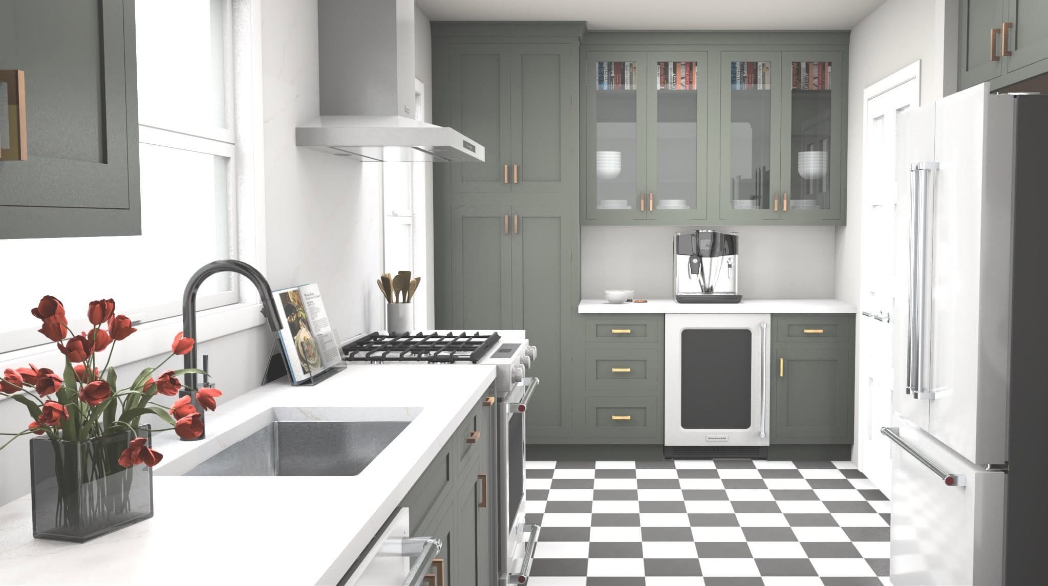 Bevel Green kitchen cabinets in a Mentor Ohio kitchen