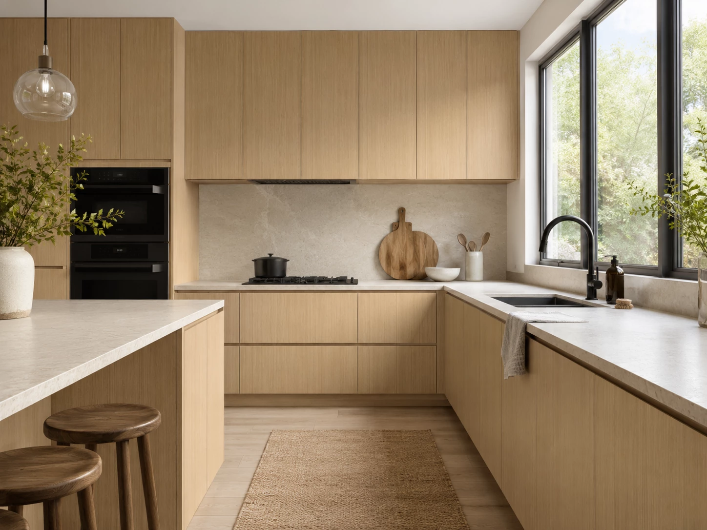 Blonde wood cabinet doors from our Oak Blonde kitchen cabinets in Cleveland, Ohio