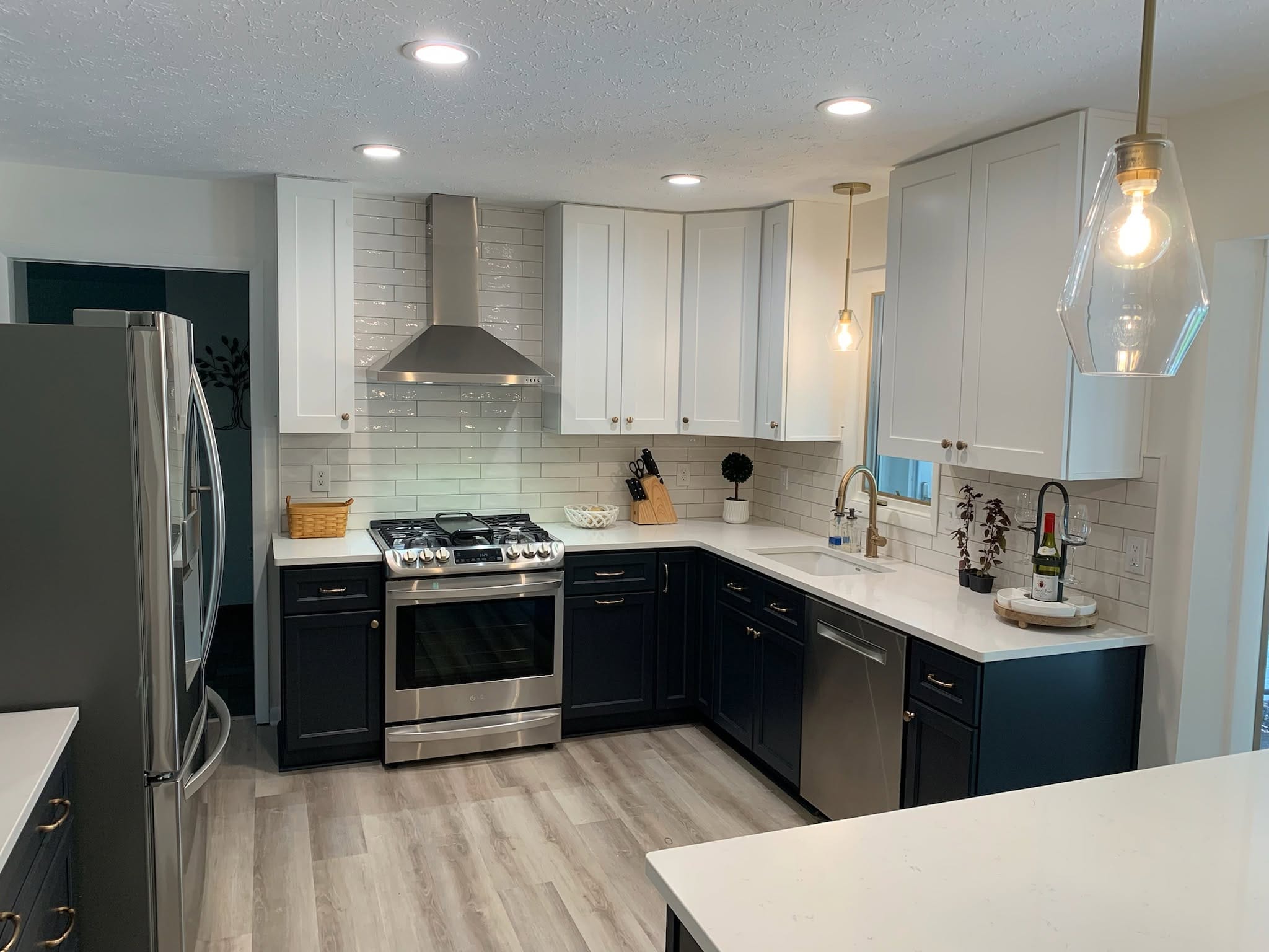Charcoal and White Shaker kitchen cabinets in a Macedonia Ohio remodel