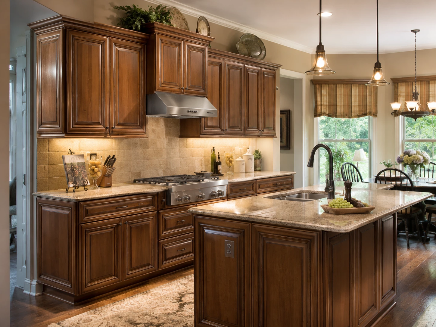 Classic dark wood kitchen cabinets in Cleveland Ohio