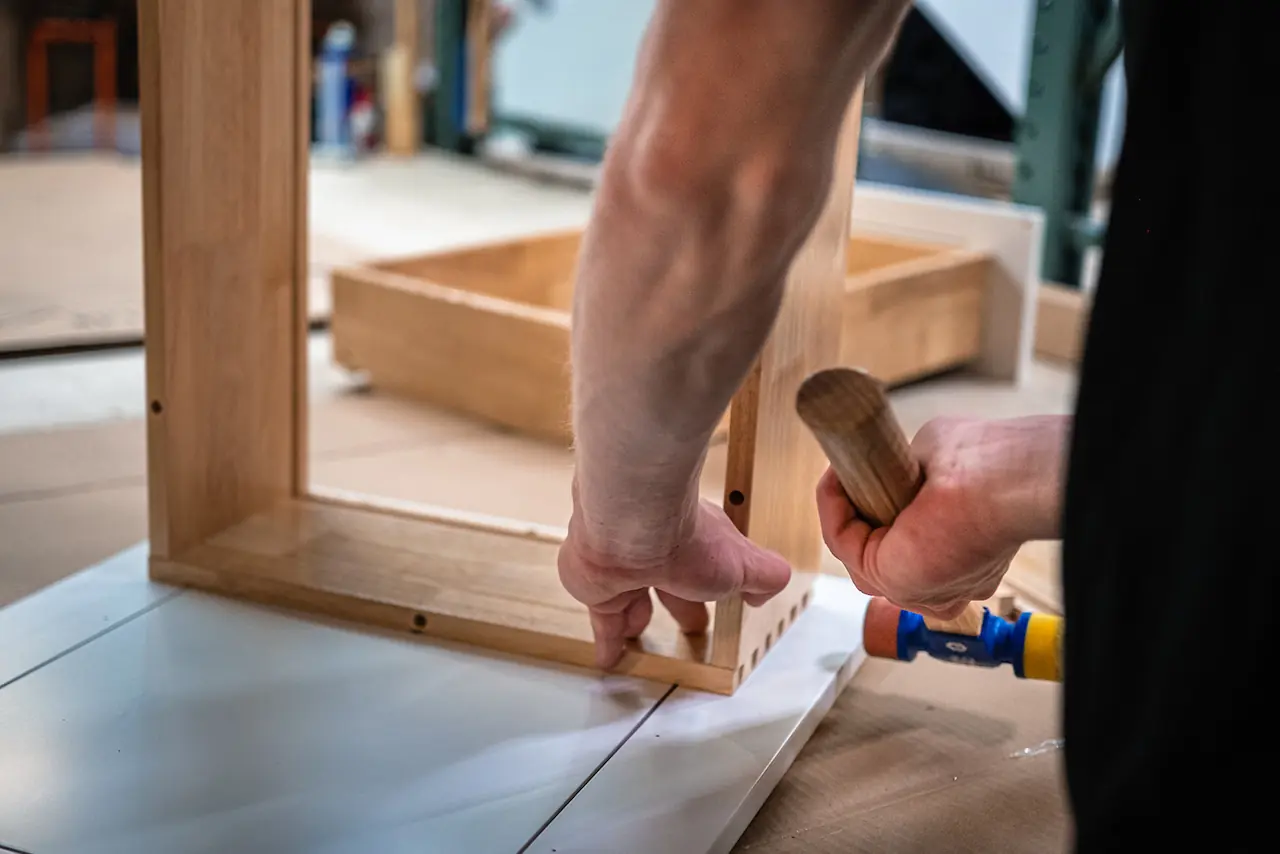 Craftsman assembling a cabinet frame Maple Heights Ohio