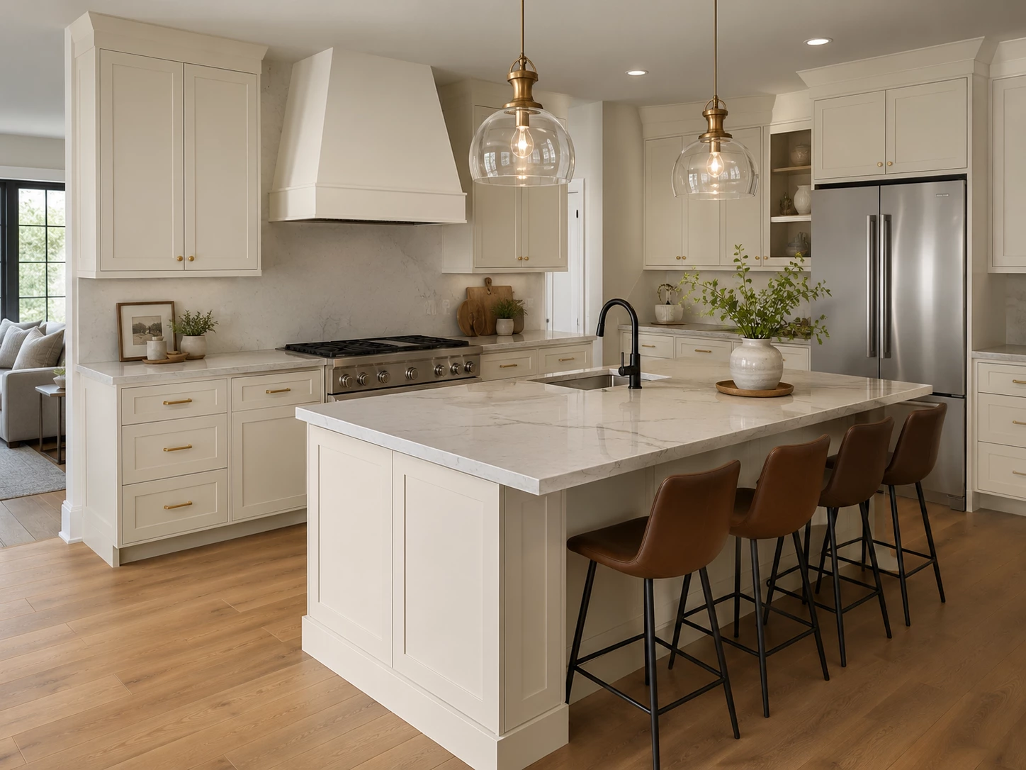 Classic Cream RTA kitchen island in a Cleveland home