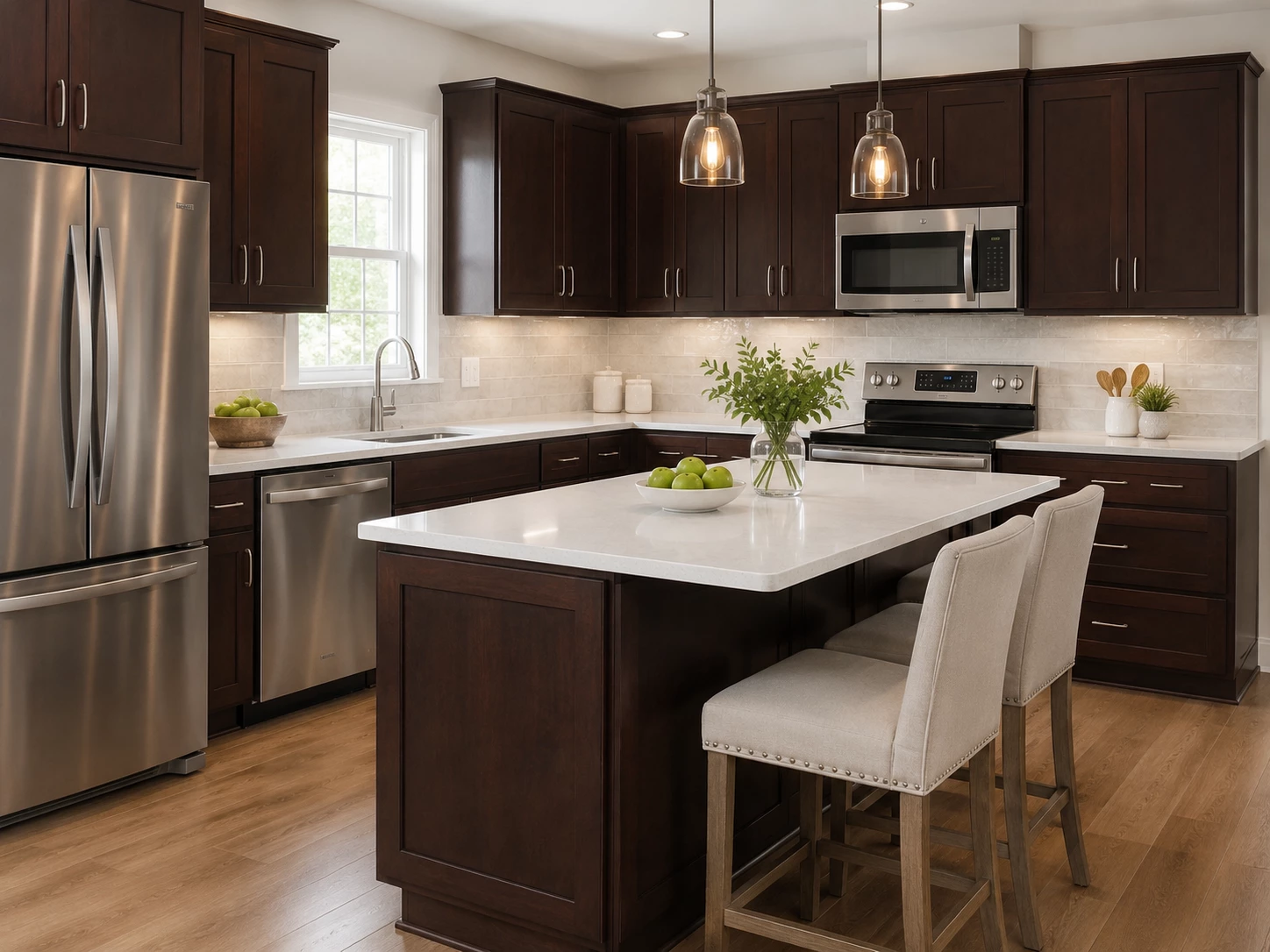 Dark brown Java Coffee recessed panel cabinet door from our Cleveland Ohio warehouse