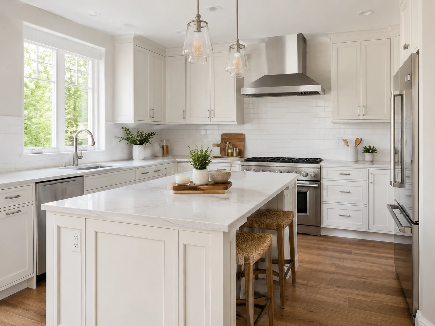 Dove White RTA cabinet doors at our Cleveland Ohio cabinet warehouse