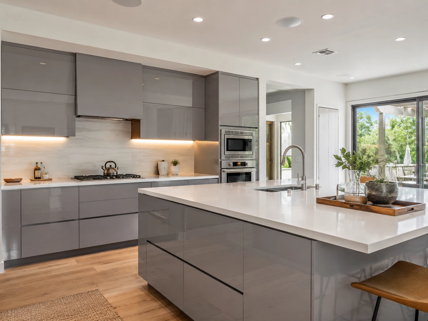 Glossy gray RTA kitchen cabinets Cleveland Ohio