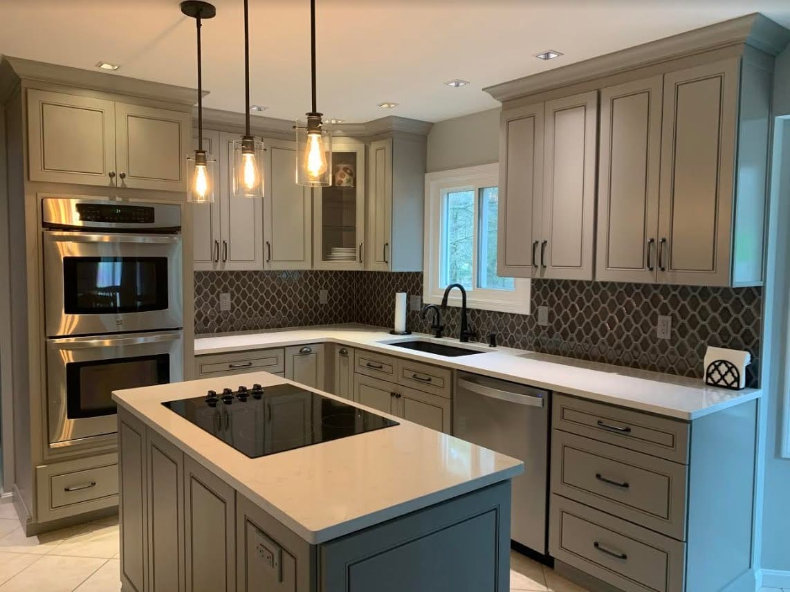 Greige kitchen cabinets in a Medina, Ohio kitchen remodel