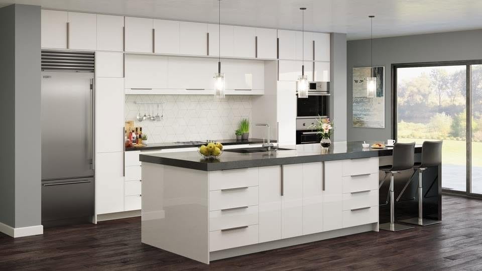 High gloss White Shaker kitchen cabinets for Grafton Ohio homes