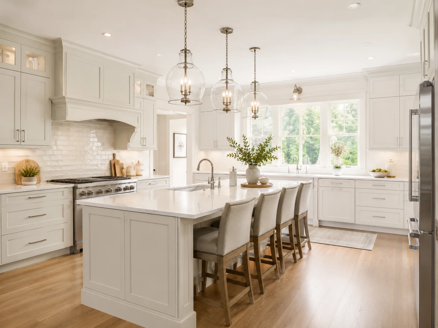 Light neutral painted cabinetry in a Cleveland Ohio kitchen
