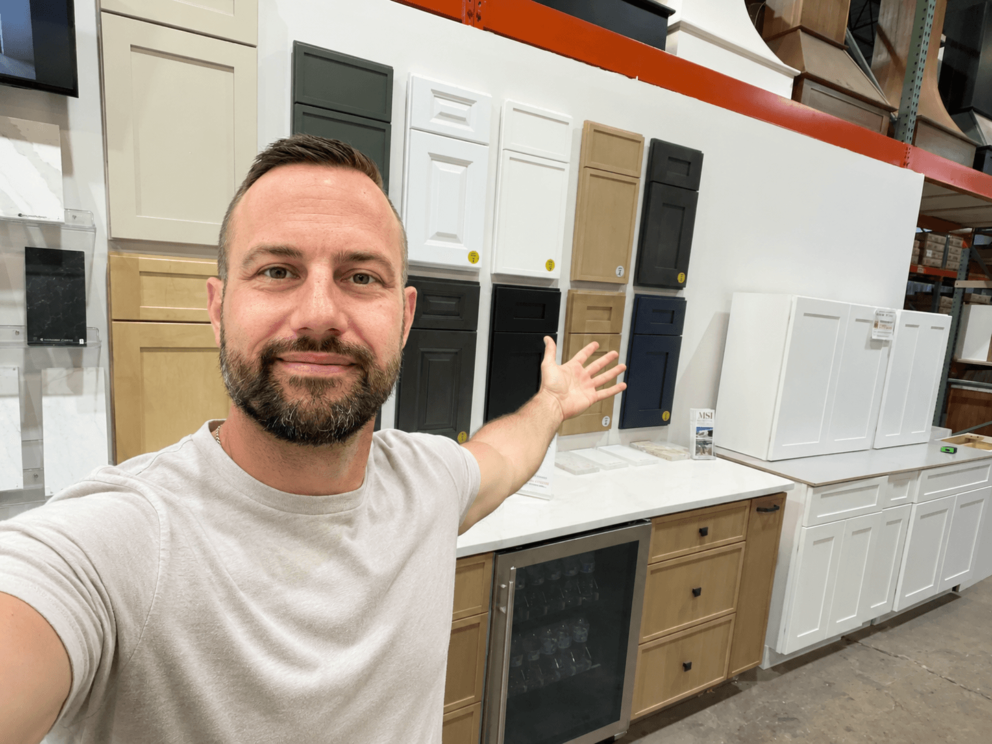 Matt Strang, owner of RTA Cabinets Ohio, at the Cleveland cabinet warehouse serving North Ridgeville, Ohio