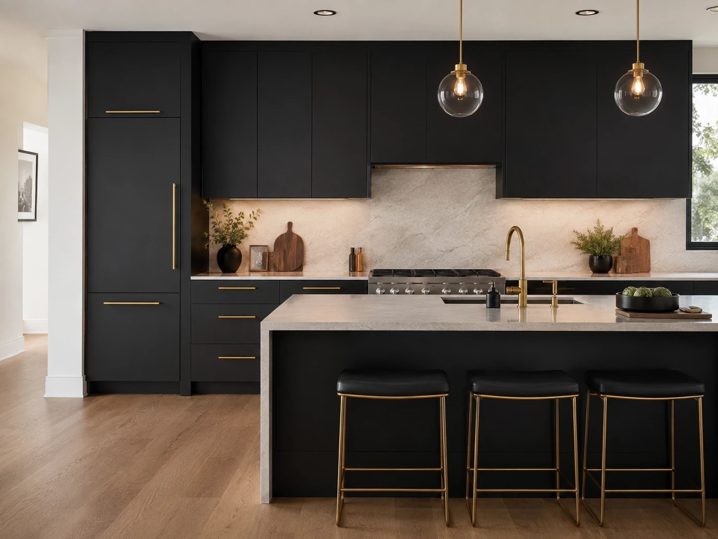 Matte Black kitchen cabinets installed in a Cleveland Ohio home